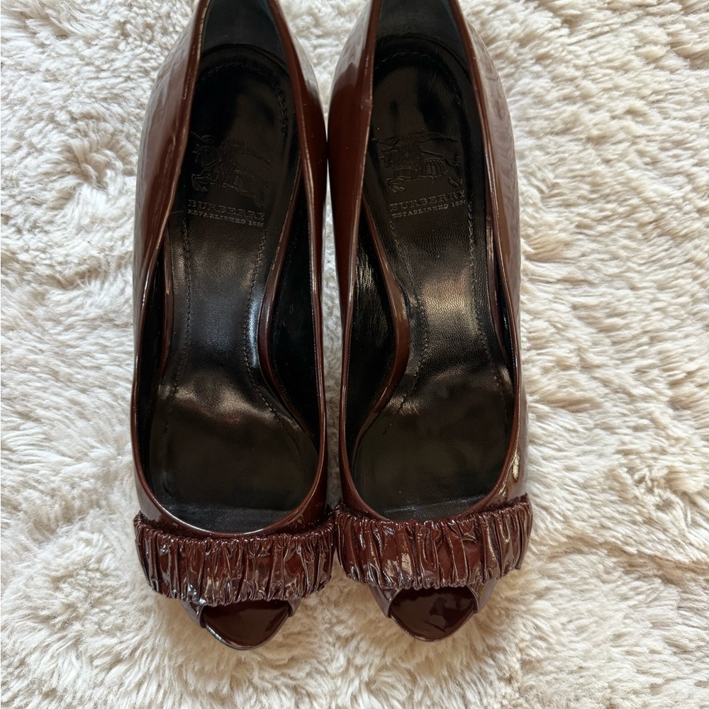 Burberry Dark Brown Patent Leather Heels - Picture 10 of 12